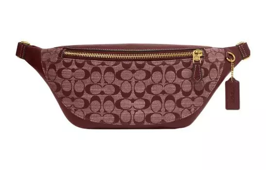 COACH Сумка-туба из ткани и коровьей кожи, женская, бордовая