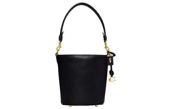 COACH Сумка-ведро из коровьей кожи, ручная сумка, сумка через плечо, мини-сумка через плечо, женская, черная