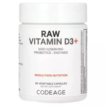 Codeage Raw Витамин D3+ 5000 МЕ, 60 растительных капсул