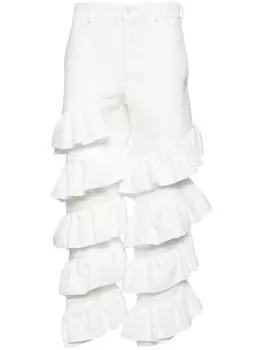 Comme des Garons Homme Plus укороченные брюки с оборками, белый