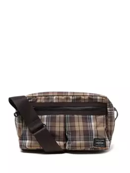Comme des Garons Homme сумка-мессенджер в клетку, коричневый