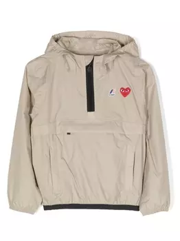 Comme des Garons куртка с капюшоном и нашивкой-логотипом, коричневый