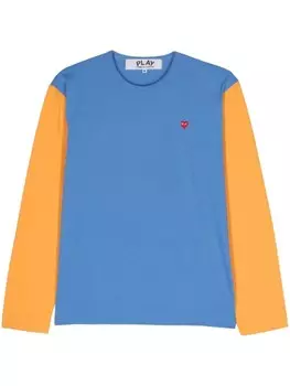 Comme Des Garons Play двухцветная футболка с нашивкой, синий