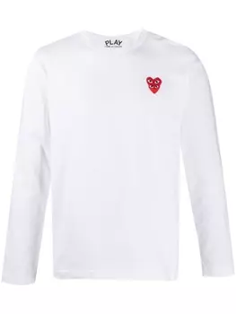Comme Des Garons Play футболка с длинными рукавами и вышивкой, белый
