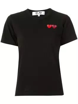 Comme Des Garons Play футболка с круглым вырезом и вышитым логотипом, черный