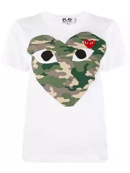 Comme Des Garons Play футболка с круглым вырезом и логотипом, белый