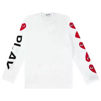 Comme des Garons PLAY Футболка с принтом в форме сердца, цвет Белый