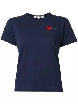 Comme Des Garons Play футболка с вышитыми сердцами, синий