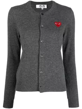 Comme Des Garons Play кардиган с нашивкой, серый