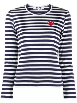Comme Des Garons Play полосатая футболка с длинными рукавами, белый