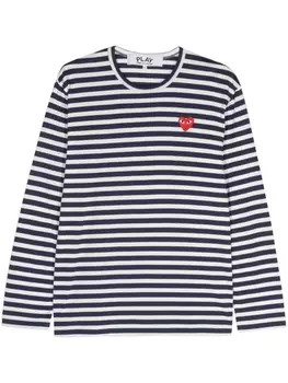 Comme Des Garons Play полосатая футболка с логотипом, синий
