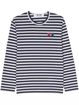 Comme Des Garons Play полосатая футболка с нашивкой, синий