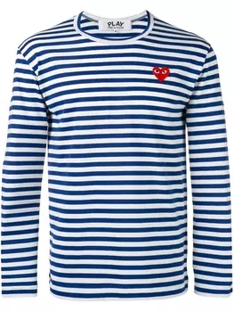 Comme Des Garons Play полосатый топ с нашивкой, синий