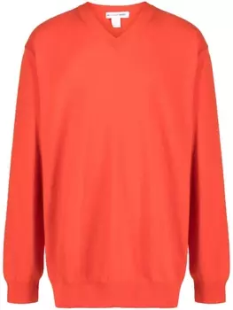 Comme Des Garons Shirt шерстяной джемпер с V-образным вырезом, оранжевый