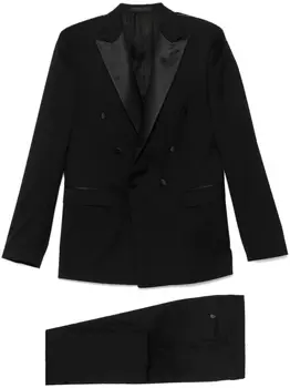 Corneliani костюм с атласной отделкой, черный
