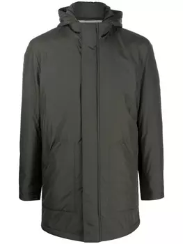 Corneliani пальто на молнии с капюшоном, зеленый