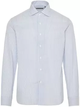 Corneliani поплиновая рубашка в полоску, синий