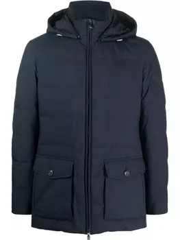 Corneliani пуховик с капюшоном, синий