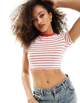 Cotton On – футболка в красную полоску очень короткого кроя Cotton:On