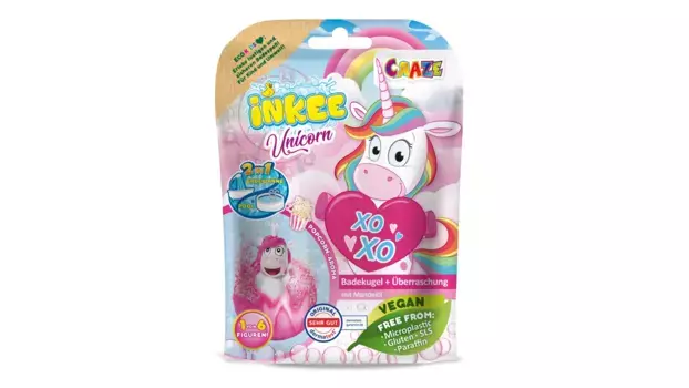 Craze Бомбочка для ванны INKEE Unicorn с ароматом попкорна с сюрпризом (1 из 6 фигурок)