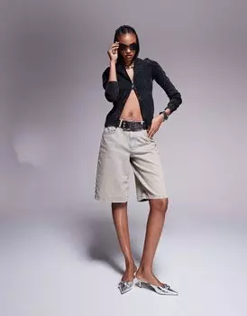 Цветные мешковатые длинные джинсовые шорты ASOS DESIGN