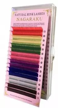Цветные ресницы Nagaraku Mink C 0,07 12 мм, 16 полосок Project Lashes