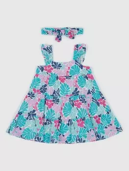 Цветочное платье с повязкой на голову Gap, синий