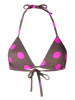 Cynthia Rowley топ бикини в горох, коричневый