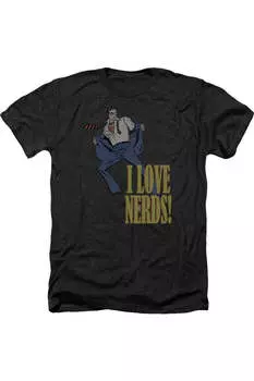 DC Comics I Love Nerds Взрослая футболка Heather / футболка Gildan, черный