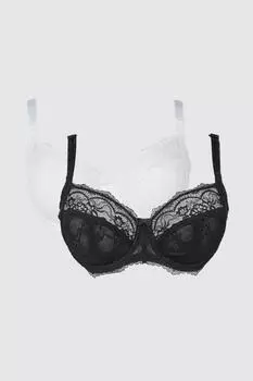 DD+ - Комплект из 2 кружевных бюстгальтеров без подушечек с фестонами Debenhams, белый