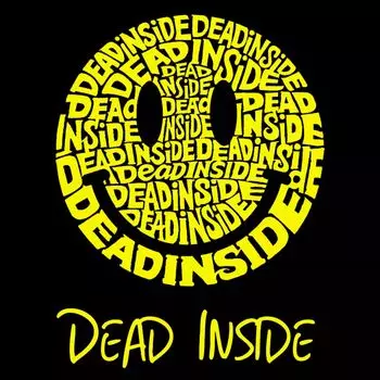 Dead Inside Smile — мужская футболка с рисунком Word Art LA Pop Art, серый
