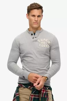 Дедушка винтажная спортивная футболка с длинным рукавом из 100% хлопка Superdry, серый
