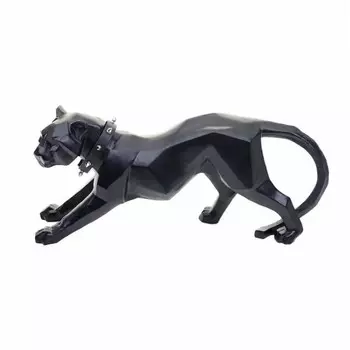 Декоративная фигурка HWC Leopard D36 mit Halsband, черный матовый