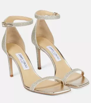 Декорированные босоножки Alva 85 с блестками Jimmy Choo, серебряный