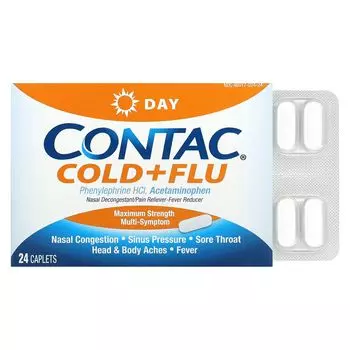 День простуды и гриппа, максимальная сила, 24 капсулы Contac