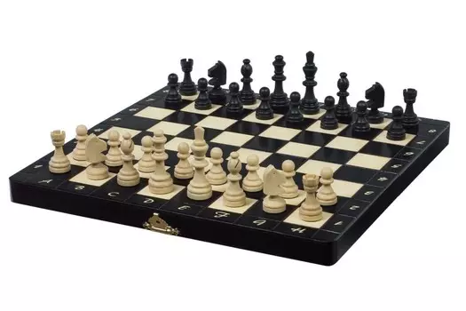 ДЕРЕВЯННЫЕ МАГНИТНЫЕ ШАХМАТЫ черные (28х28см) Sunrise Chess & Games