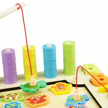 Деревянный пазл Монтессори, деревянные кубики, буквы, шарики, 6 в 1 KinderSafe