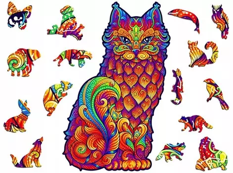 Деревянный пазл премиум-класса 3D-пазл для взрослых Cat L Animals Adawoo — идеальный подарок на Рождество, День Рождения, Именины, День Святого Валентина