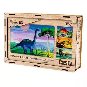 Деревянный пазл с динозаврами 4 в 1 PuzzleOK