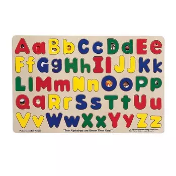 Деревянный пазл с прописными и строчными буквами алфавита Melissa & Doug (52 шт.), мультиколор