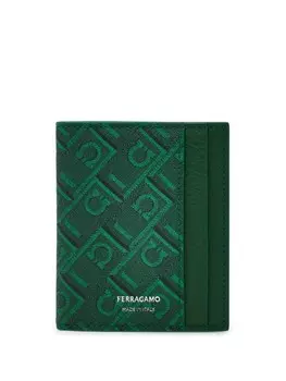 Держатель карты с монограммой Ferragamo, зеленый