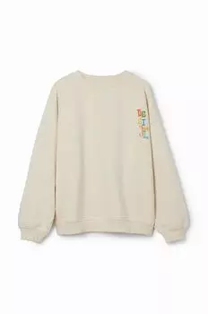 Desigual Детская хлопковая толстовка, бежевый