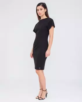 Детальное платье с короткими рукавами Calvin Klein, черный