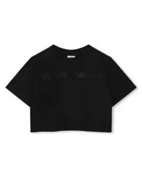 Детка девочка хлопковая футболка с коротким рукавом Marc Jacobs, чёрный