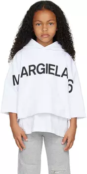 Детская белая укороченная толстовка с капюшоном MM6 Maison Margiela