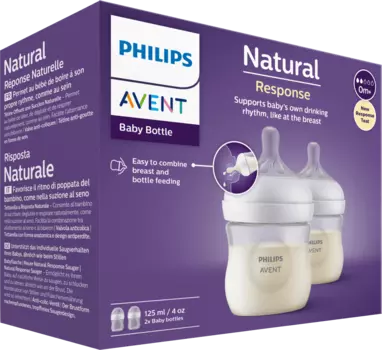Детская бутылочка Natural Response белая с рождения двойная упаковка 125мл 1 шт. Philips