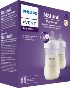Детская бутылочка Natural Response белая с рождения двойная упаковка 260мл 1 шт. Philips