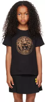 Детская черная футболка с Медузой Versace