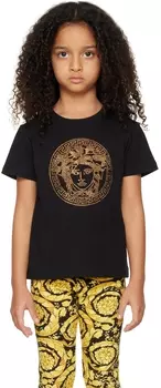 Детская черная футболка с Медузой Versace