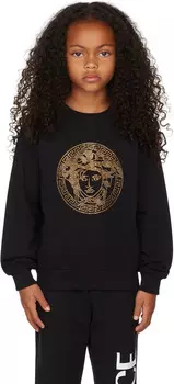 Детская черная толстовка с кристаллами Medusa Crystal Versace